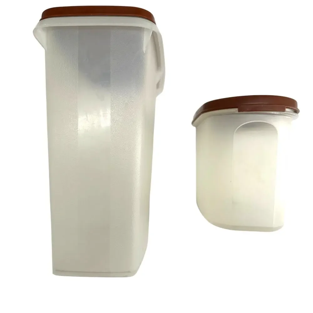 Vintage Tupperware Pour All Pitcher w Lid + Small container brown lids storage